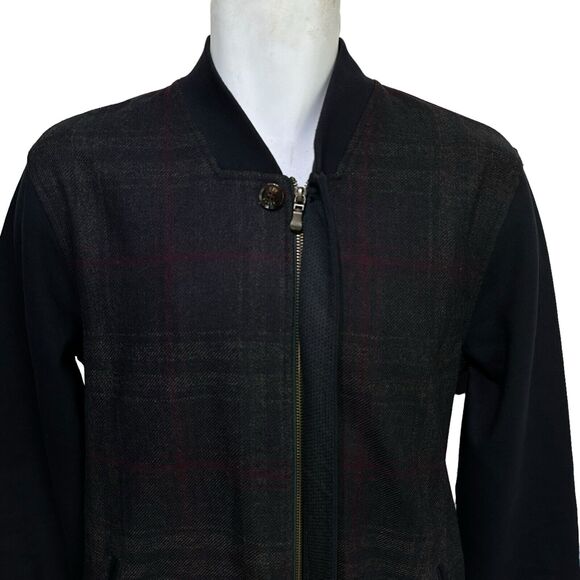 Ted Baker Mens Plaid Wool Front Long Sleeve Zip Up Jacket Size 4 - Picture 4 of 11